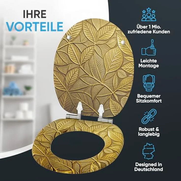 Sanilo WC-Sitz Bractea, mit Absenkautomatik, Holz, antibakterielle Oberfläche, 47 x 37,7 cm – Bild 2