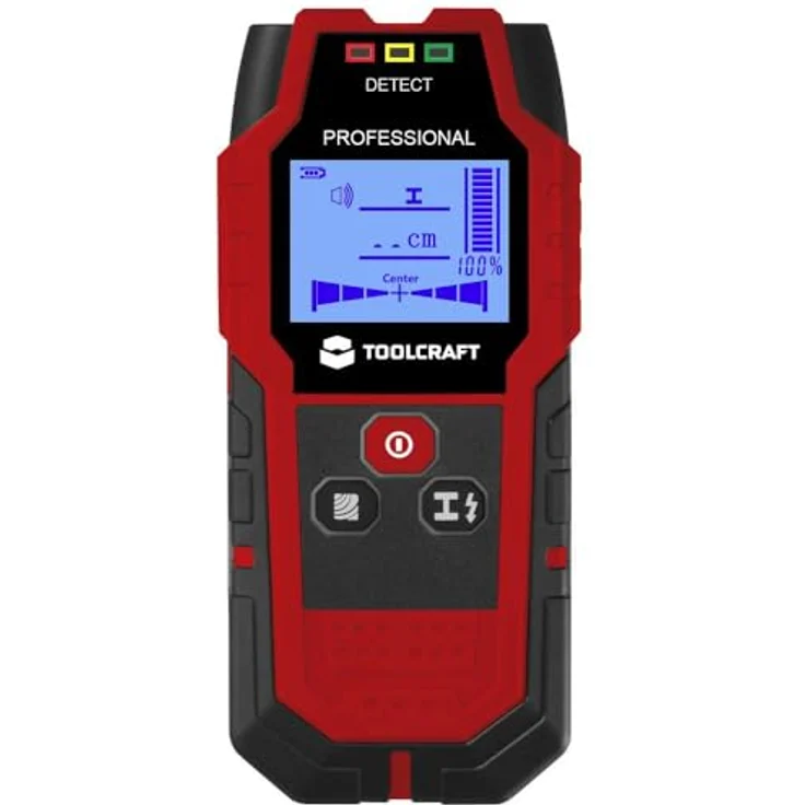 TOOLCRAFT Ortungsgerät TO-9627699, Leitungsortungsgerät mit max. Ortungstiefe 120 mm, akustischer Alarm und LCD mit blauer Hintergrundbeleuchtung – Bild 2