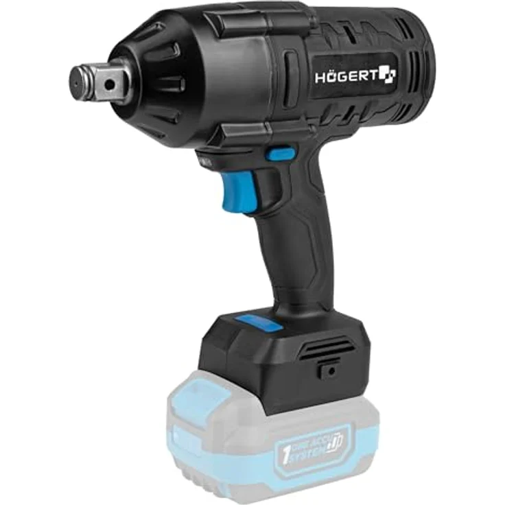 Högert Technik Akku-Schlagschrauber 18V OneAccuSystem, bürstenloser Motor, 1000 Nm Drehmoment, 1300 Nm Losbrechmoment, 3/4" Vierkant, LED-Beleuchtung, 3 Geschwindigkeitsstufen, Metallgetriebe, ohne Akku – Bild 1