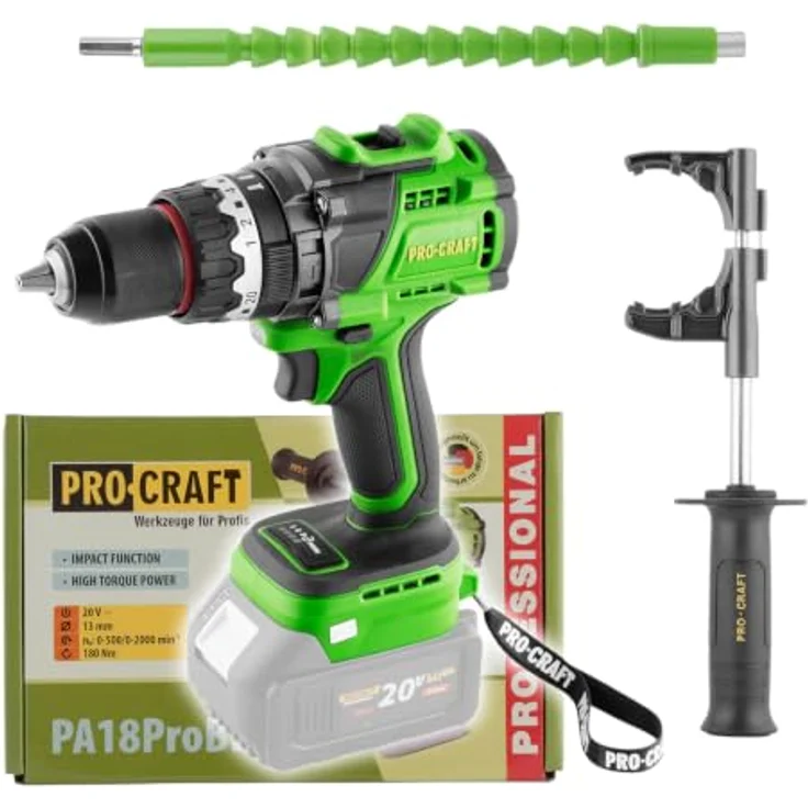 Procraft PA18ProBL-BB Akku Schlagbohrschrauber, 20 V mit 180 Nm Drehmoment, Brushless, Solo-Version ohne Akku und Ladegerät – Bild 1