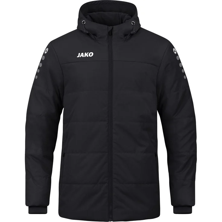 Jako Funktionsjacke JAKO Coachjacke Team mit Kapuze, wasserabweisend, weiches Fleece, schwarz – Bild 1