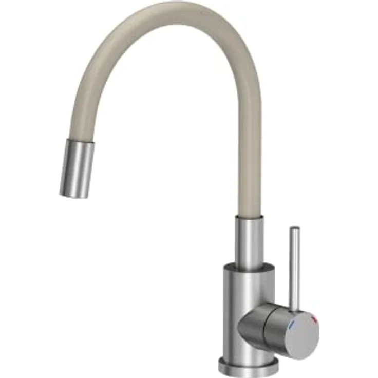 VBChome Spülbecken Granit Beige mit Armatur 70 x 44 cm Einzelbecken Einbauspüle Gesprenkelt Reversibel Granitspüle Siphon Waschbecken Beige Armatur mit Flexiblem Auslauf – Bild 5