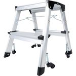 Dönges Klappleiter mit Rollen, 2 Stufen 144084 (Klapptritt Rolltritt Tritt Stufenstehleiter Stehleiter) Höhe: 404 mm/Breite: 405 mm/Tiefe: 480 mm/Abmessung zusammengeklappt: 460 x 405 x 230 mm