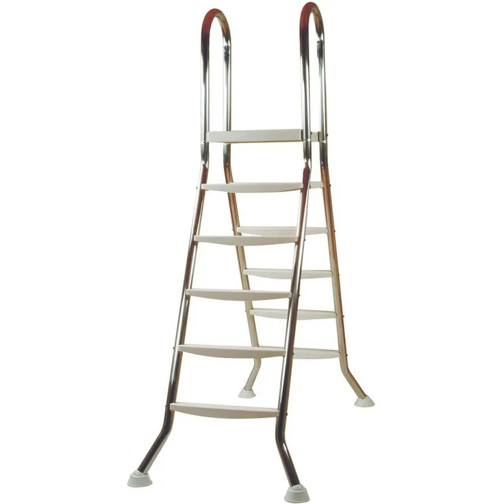 KWAD Poolleiter Edelstahlleiter 5+5 für Pools bis 1,35 m Höhe, V2A Edelstahl, 10 Sprossen, silberfarben, max. 120 kg belastbar