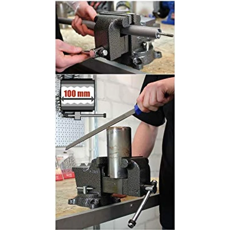Yato Maschinenschraubstock Schraubstock 100 mm YT-6501, mit Amboss und praktischem 360° Drehteller – Bild 4