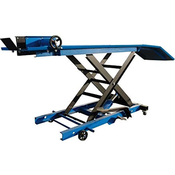 Güde Wagenheber GMR360, max. Hubhöhe 84 cm, Motorrad-Hebebühne blau-schwarz für Vorderräder bis 135 mm – Bild 6