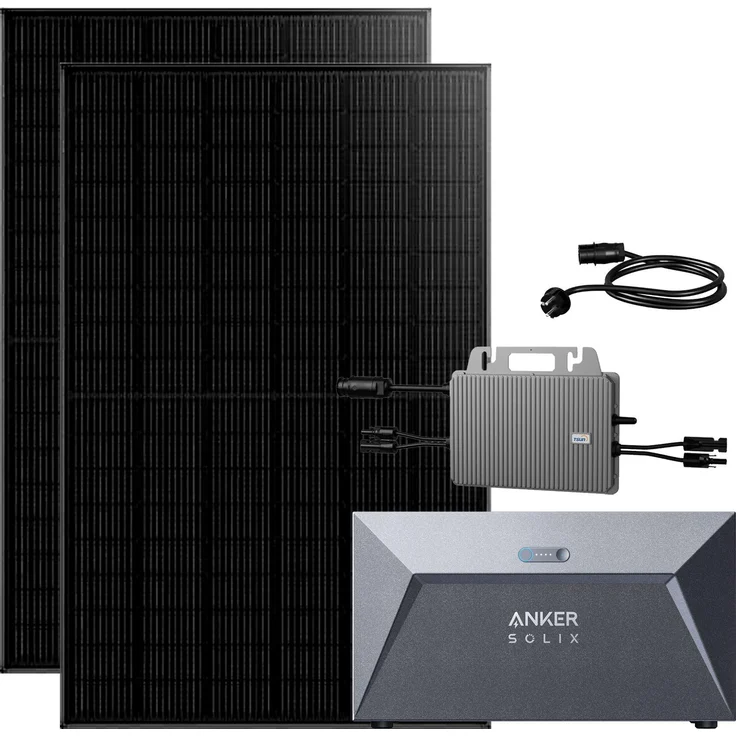 Tsun 890W Balkonkraftwerke Komplettset, inkl. 800W Microinverter, 2x 455W JA Solar Module, Anker Solix E1600 Solarbank, Plug and Play