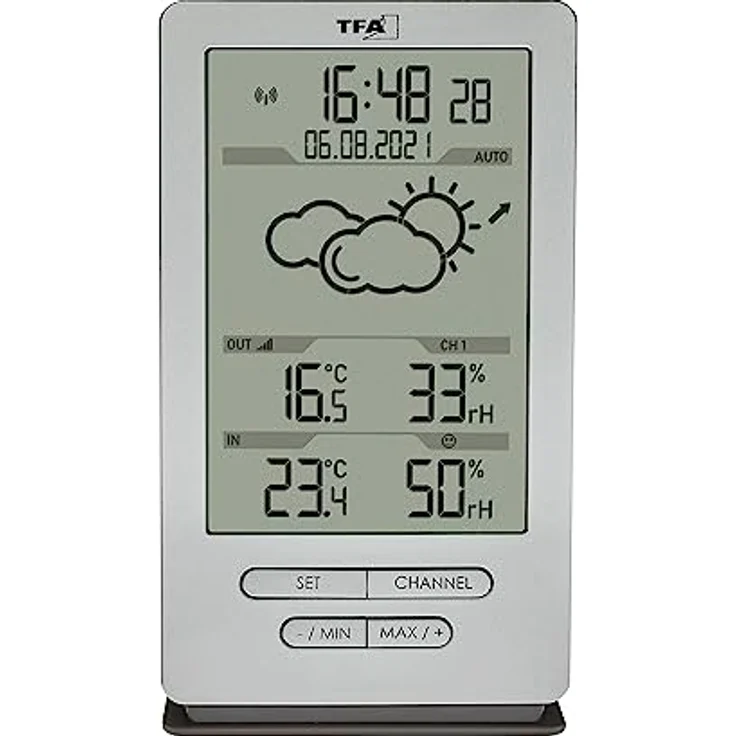 Funkwetterstation XENA H145xB82xT47mm silber Ku.f.innen/außen m.Symbolen u.Lu... – Bild 2