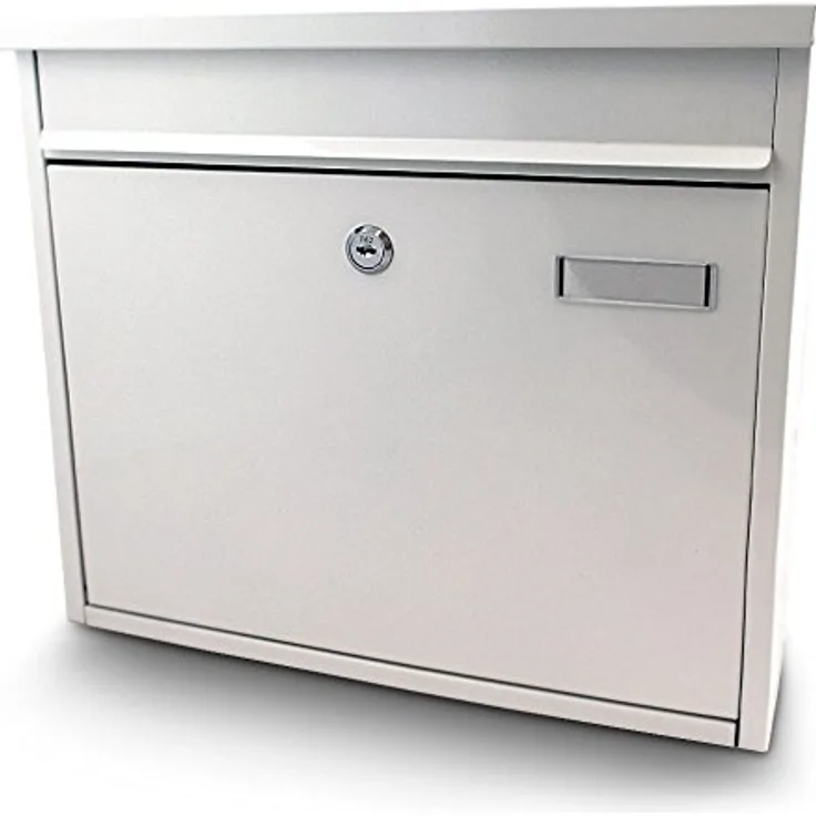 MS-Point Briefkasten Postkasten Mailbox Letterbox Wandbriefkasten, modernes Design, Farbe Weiß, inklusive Befestigungsmaterial