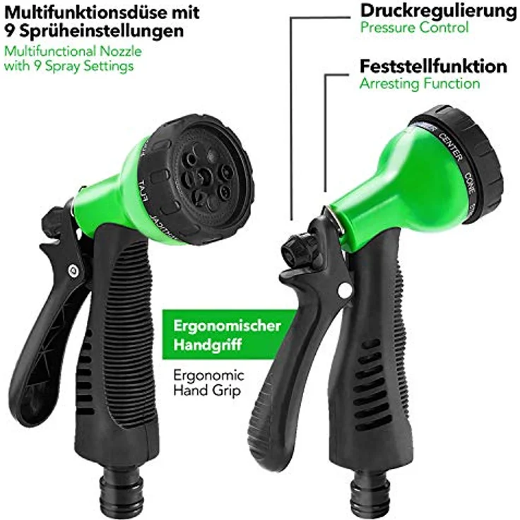 tillvex Flexibler Gartenschlauch Grün 30m Wasserschlauch dehnbarer Flexischlauch Wonder – Bild 3