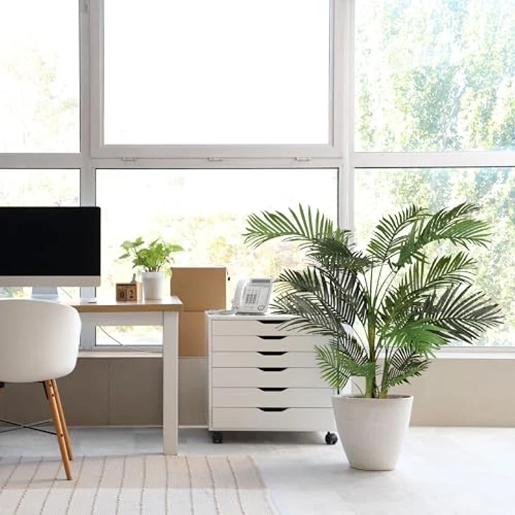 hjh OFFICE Kunstpalme 150cm Areca II Künstliche Palme groß, Goldfruchtpalme, für Büro Wohnzimmer Schlafzimmer – Bild 3