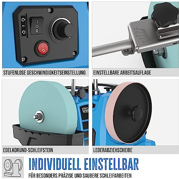 Güde 55247 GNS 200 VS Nassschleifer (230 V, 120 W, 200 mm Trocken- und Nass-schleifscheibe) – Bild 3