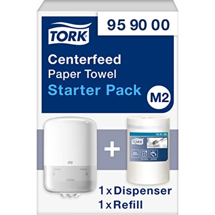Tork Papierhandtuch Starter Pack - M2 Innenabrollungsspender mit Nachfüllpapier (275 Meter), weiß – Bild 1