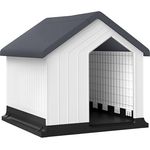 PawHut Hundehütte Outdoor Hundehaus mit Asphaltdach, Fenster, Wetterfest Kleintierhaus, Hundehöhle für Mini und kleine Hunde Grau 62 x 61 x 60 cm