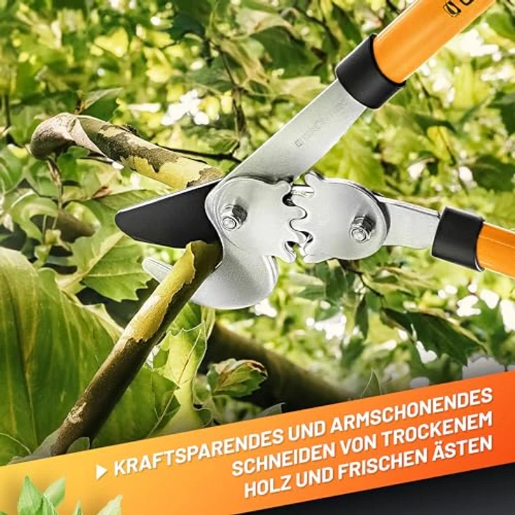 GRÜNTEK Getriebe-Astschere T-REX 765 mm, scharfe Bypass Baumschere, 2-Fach höhere Kraftübertragung Dank Doppel-Gear-Drive Schneidsystem, mit 100 Tage - Zufriedenheits-Garantie – Bild 3