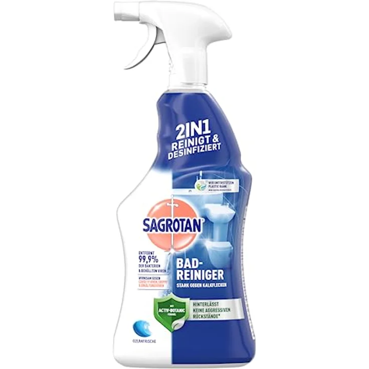 Sagrotan Bad-Reiniger Ozeanfrische – 2in1 Desinfektionsreiniger mit Antischmutzfilm für zuverlässige Hygiene im Badezimmer – 1 x 750 ml Sprühflasche – Bild 2