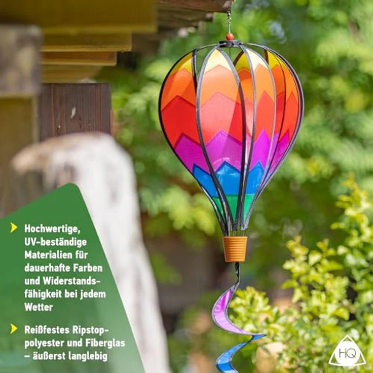 HQ Design Windspiration Windspiel Deko Hot Air Balloon, UV-beständig und wetterfest für Garten, Terrasse und Balkon, inkl. Aufhängung (Pixel, Hot Air Balloon Twist) – Bild 4