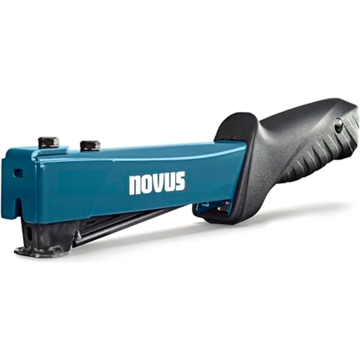 Novus Tools Hammertacker J-044, für 6-12 mm Flachdrahtklammern Typ G, robustes Vollmetallgehäuse mit ergonomischem, rutschfestem Griff, blau