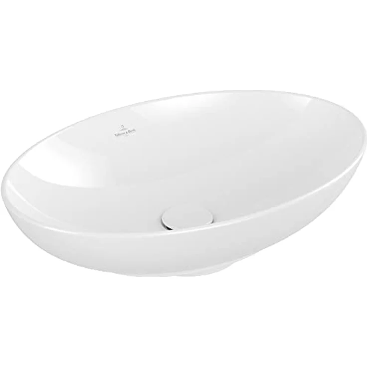 Villeroy & Boch Aufsatzwaschtisch LOOP & FRIENDS, Waschbecken 560x380mm, für wandmontierte Armatur, inklusive Ausschnittschablone, weiß – Bild 1