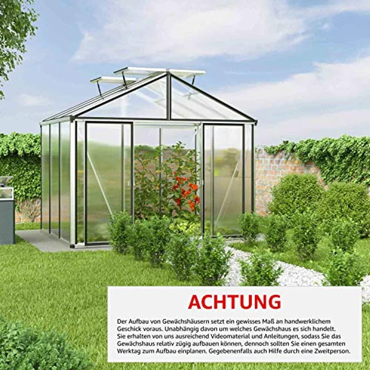 GFP Gewächshaus Asteria 21 Light 311x235 cm mit integriertem Fundament 12 mm Doppelstegplatten, Farbe Aluminium Natur - Made in Austria – Bild 2