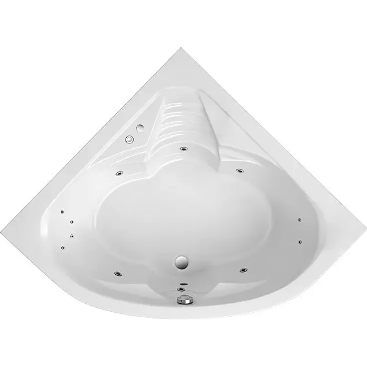Ottofond Whirlpool Sydney, 140 x 140 cm, Sanitäracryl, Weiß, Komfort mit Hydra-Jet-Massagesystem, pneumatischer Steuerung und Restwasserentleerung