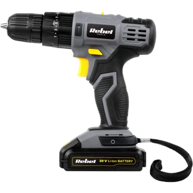 Rebel Akku-Schlagbohrschrauber 20V, 2A, LED-Arbeitslicht, Aufbewahrungskoffer – Bild 2