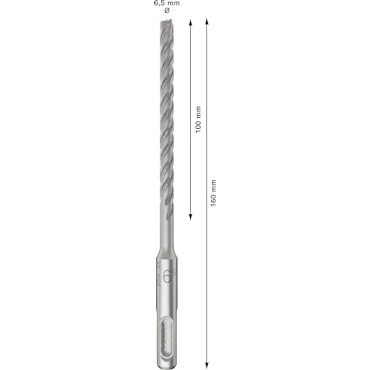 Bosch Pro SDS Plus-5X, Betonbohrer 6.5 mm Durchmesser, 100 mm Arbeitslänge, 160 mm Gesamtlänge, Wolfram-Carbide, 4-Schneider-Design – Bild 3