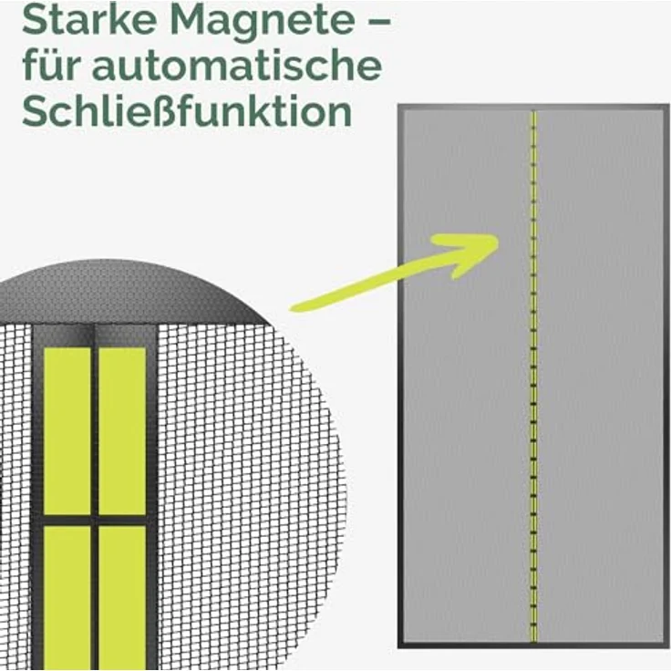 Nematek - Fliegengitter Balkontür 60x200 cm - Magnet Fliegengitter Tür für Wohnwagen, Wohnmobil - Schwarze Fliegenschutz Tür mit starken Magneten – Bild 4