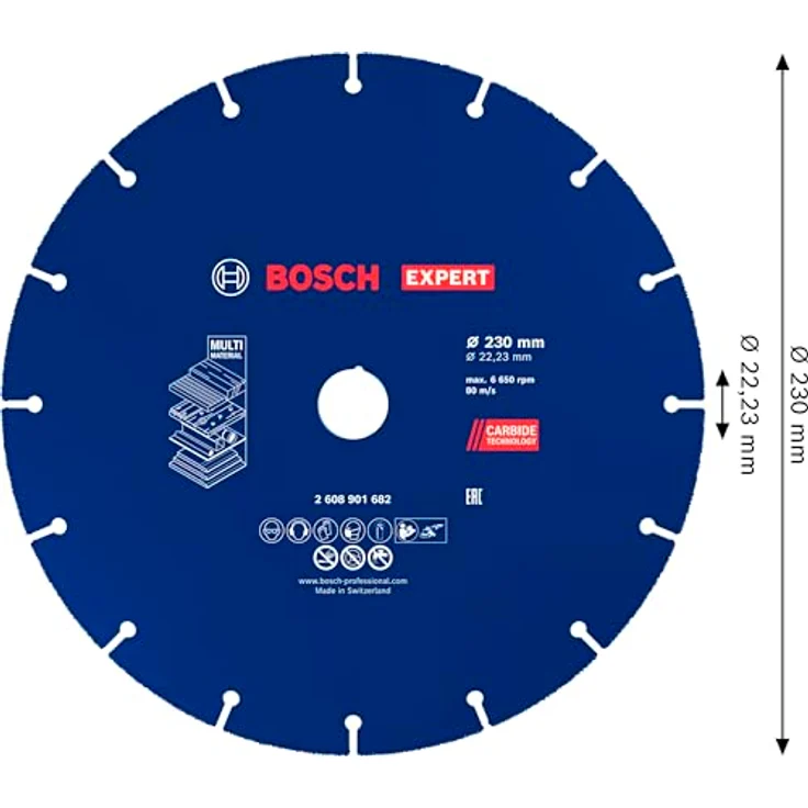 Bosch EXPERT Carbide Multi Wheel Trennscheibe, 230 mm, 22,23 mm, langlebige Trennscheibe für Beton, Stein, Metall, Holz und Kunststoff – Bild 3