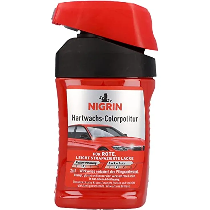 NIGRIN Hartwachs-Colorpolitur, einigt, glättet und konserviert wirksam farbige Lacke, rot, 300 ml