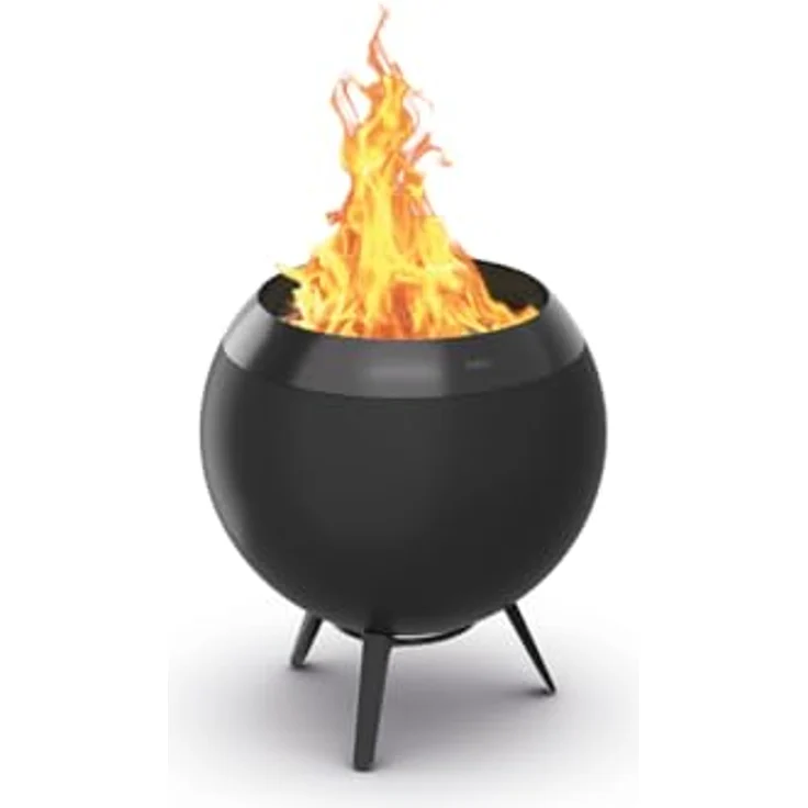 höfats Moon 45 All Black, Feuerschale mit niedrigem Fuß, raucharmer schwarzer Feuerkorb mit Holzvergaser-Technologie und 360°-Luftzirkulation, ⌀ 45 cm – Bild 1