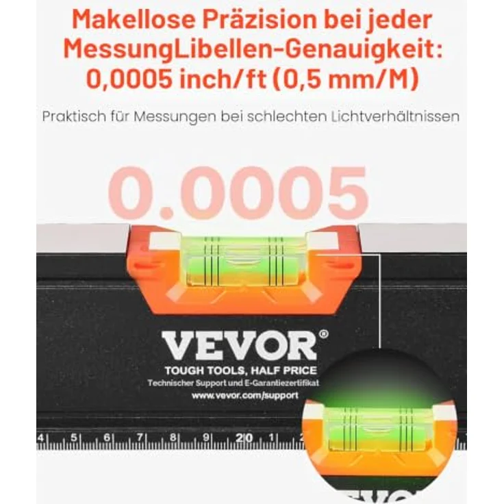 VEVOR 4-teiliges Torpedo-Wasserwaagen-Set, 120/60/40/25cm Kastenwasserwaagen-Set, hochpräzise 3-in-1 Messung, inkl. magnetischer 10 Zoll Wasserwaage, Aluminiumlegierung mit Aufbewahrungstasche – Bild 2