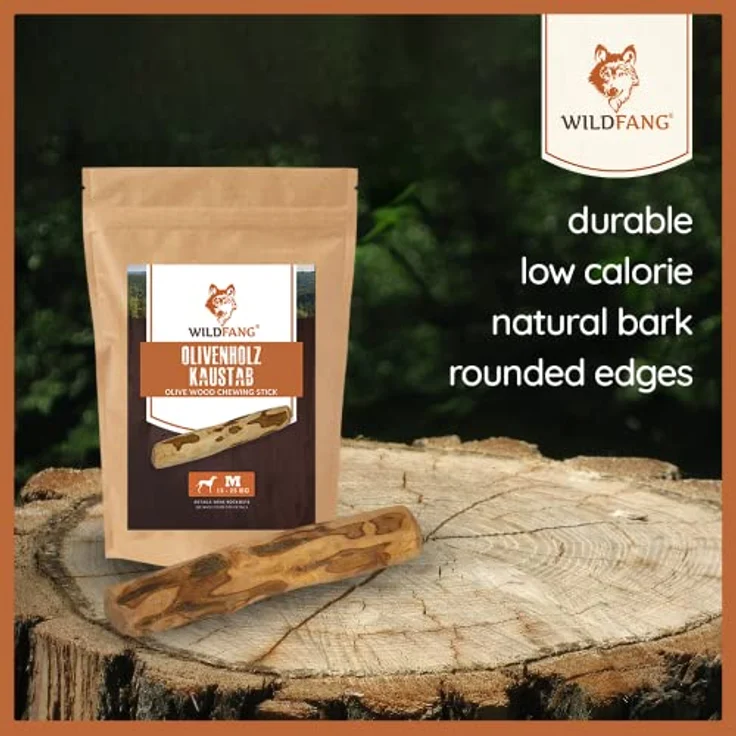 Wildfang® 1 Olivenholz Kaustab für Hunde, 100% natürlich, Zahnpflege & Training, für Hunde bis 15kg, S – Bild 3