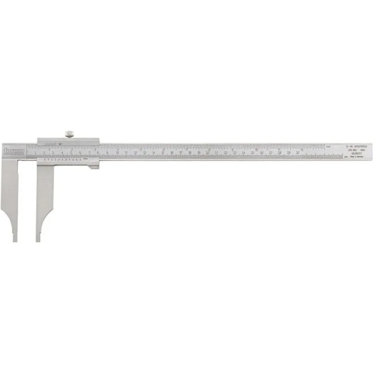 Forum Werkstatt-Messschieber, analog ohne Messspitze, 300 mm Messbereich, gehärteter rostfreier Stahl, DIN 862, Kalibrierzertifikat