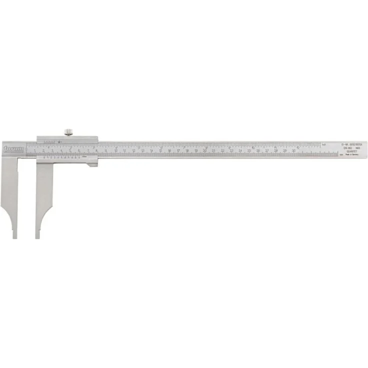 Forum Werkstatt-Messschieber, analog ohne Messspitze, 300 mm Messbereich, gehärteter rostfreier Stahl, DIN 862, Kalibrierzertifikat