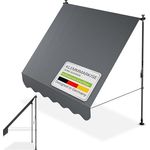 Juskys Klemmmarkise Kapstadt 200x120 cm - Höhenverstellbar & UV-beständig - Balkon & Terrasse - Wetterfest & Sichtschutz - Terrassenüberdachung Grau