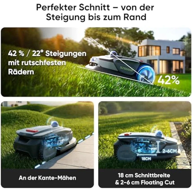 Sunseeker Mähroboter S4, LiDAR-gestützter Rasenmäher für 1.000 m² mit AI-Kartierung und IPX6 Gehäuse – Bild 7