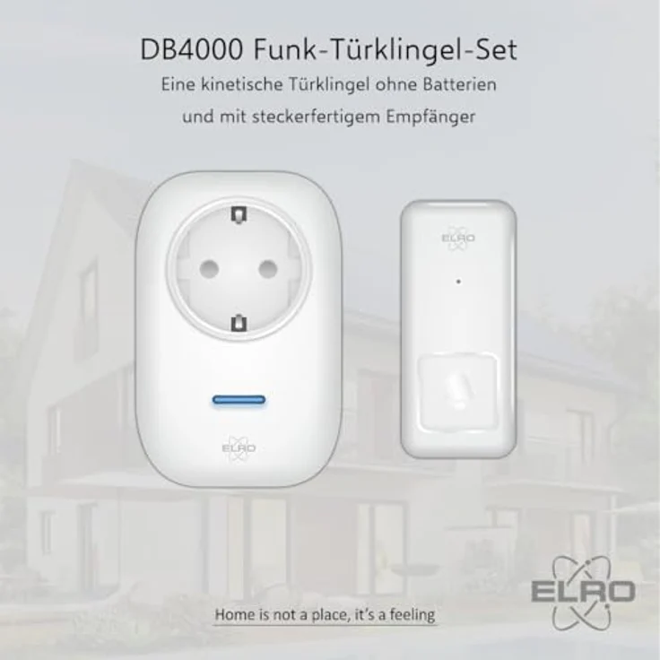 ELRO DB4000 Drahtloses kinetisches Türklingel-Set mit Steck-Empfänger, 150 Meter Reichweite, keine Batterien nötig – Bild 2