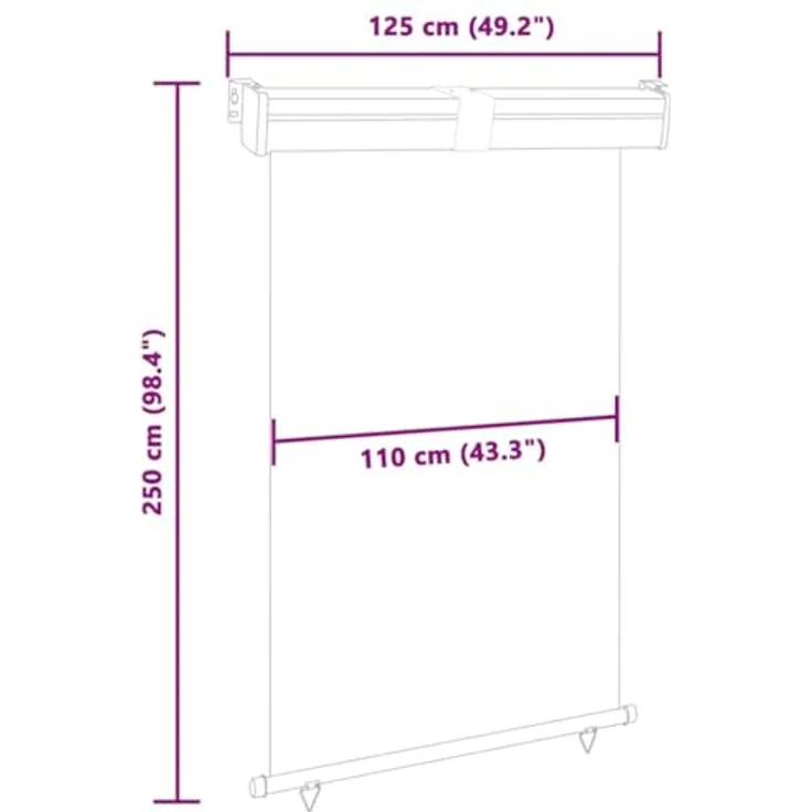 vidaXL Balkon-Seitenmarkise 120 × 250 cm Schwarz, UV-beständig und wasserbeständig, mit automatischem Einrollen – Bild 3