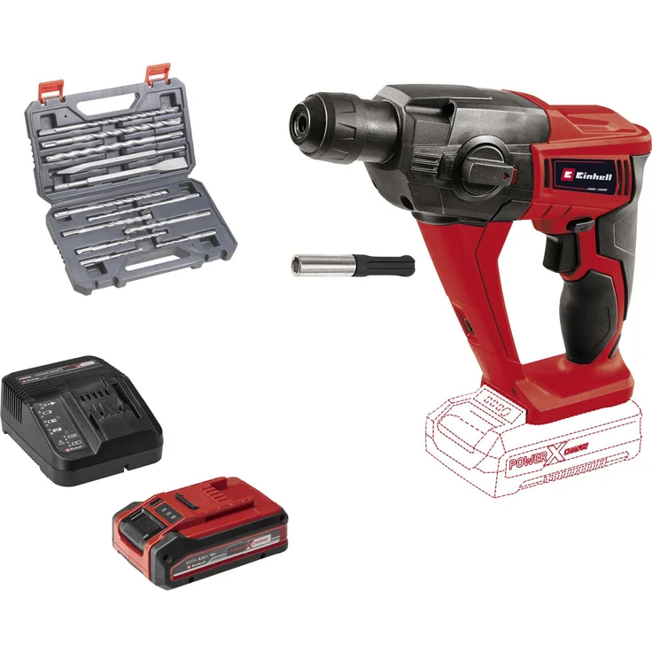 EINHELL Power X-Change Akku-Bohrhammer TE-HD 18 Li, 18 Volt, Li-Ion mit 4,0 Ah Akku und Ladegerät