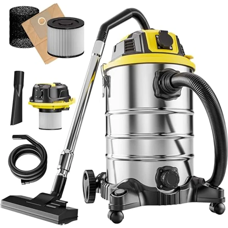 Monzana® Nass Trockensauger 30L GS-Zertifiziert Steckdose 9m Bewegungsradius Industrie Staubsauger 1200W Edelstahl Nasssauger Waschsauger Blasfunktion: Tests, Infos & Preisvergleich