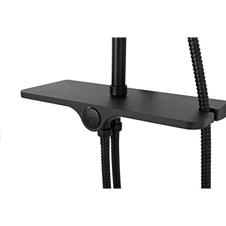 Rea Duschsäulen-Set Mike Black, Messing-Duschsystem mit 25x25 cm Kopfbrause und Thermostat, Aufputzmontage, schwarz – Bild 4