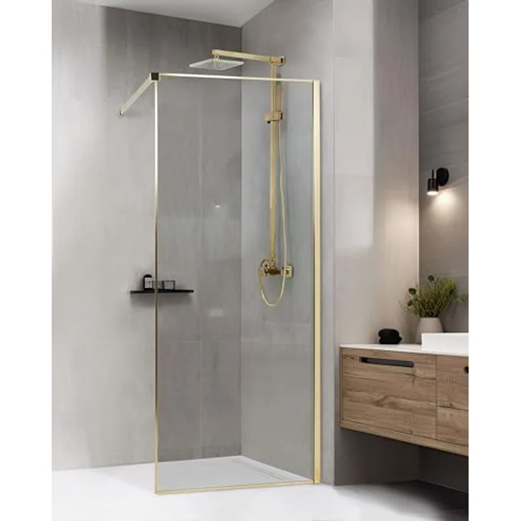 Beliani Waspam Duschkabine + Duschwand, 80x80cm, 190cm, schwarzer Edelstahlrahmen, gehärtetes Glas – Bild 2