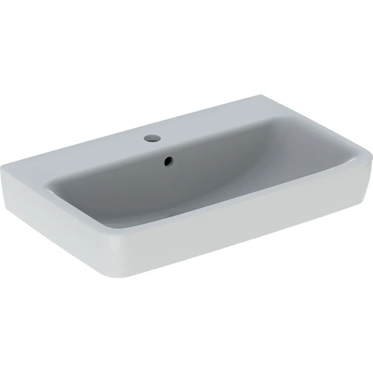 Keramag Renova Compact Waschtisch, 650x370mm, mit Hahnloch, mit Überlauf, Farbe: Weiß, mit KeraTect - 501.714.00.8