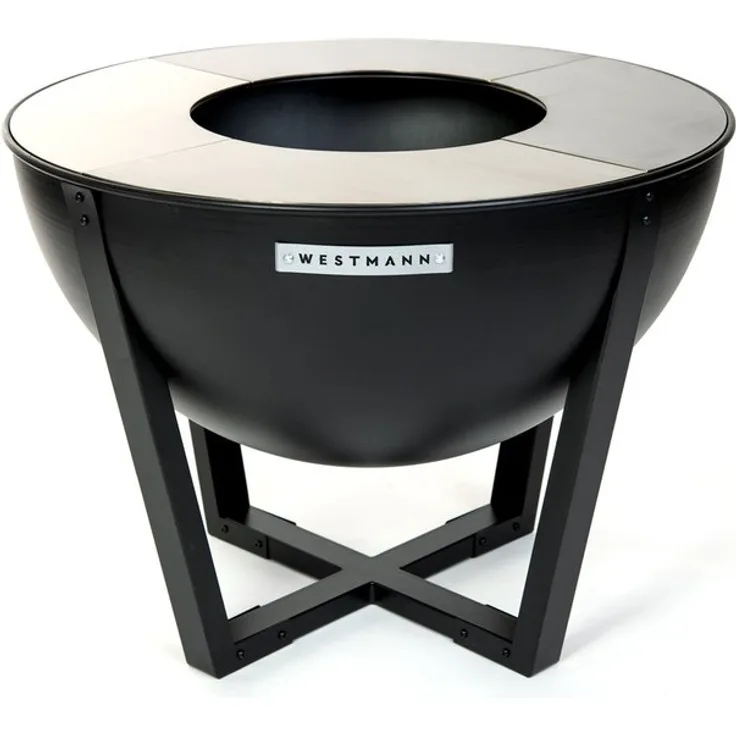 Westmann Premium Grill Feuerstelle inkl. Edelstahl Grillplatte schwarz 81x81x62 cm
