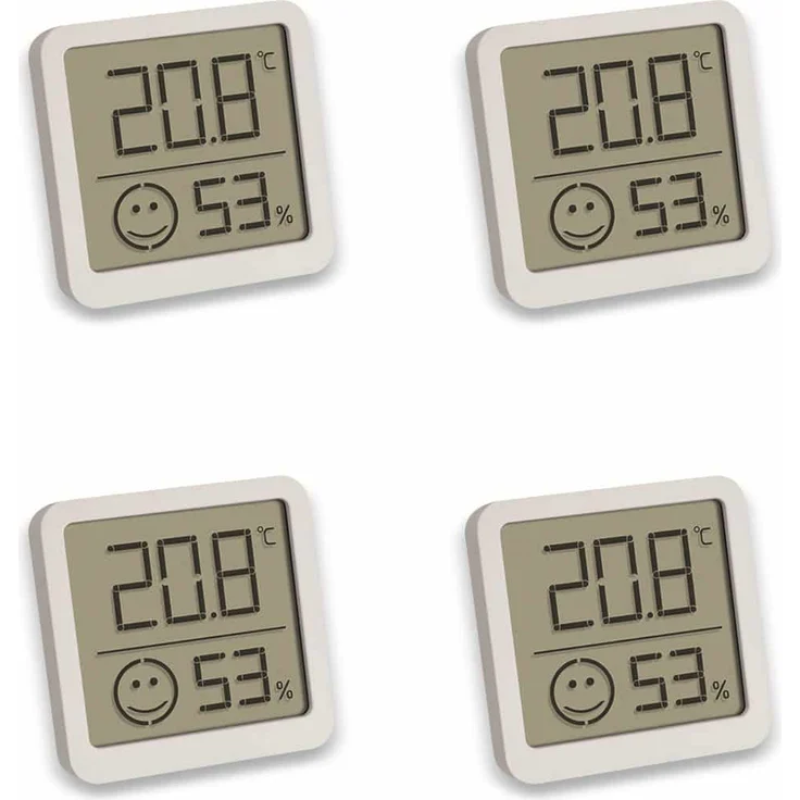TFA Dostmann 4er Set Digitales Thermo-Hygrometer mit Komfortzone Thermo-/Hygrometer Weiß – Bild 1