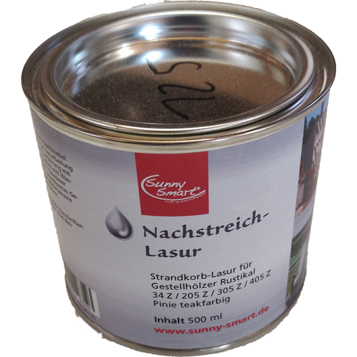Holzlasur teakfarbig 500 ml für teakfarbig lasierte Gestellhölzer aus Pinie Serie Rustikal 34 Z, 305 Z und 405 Z