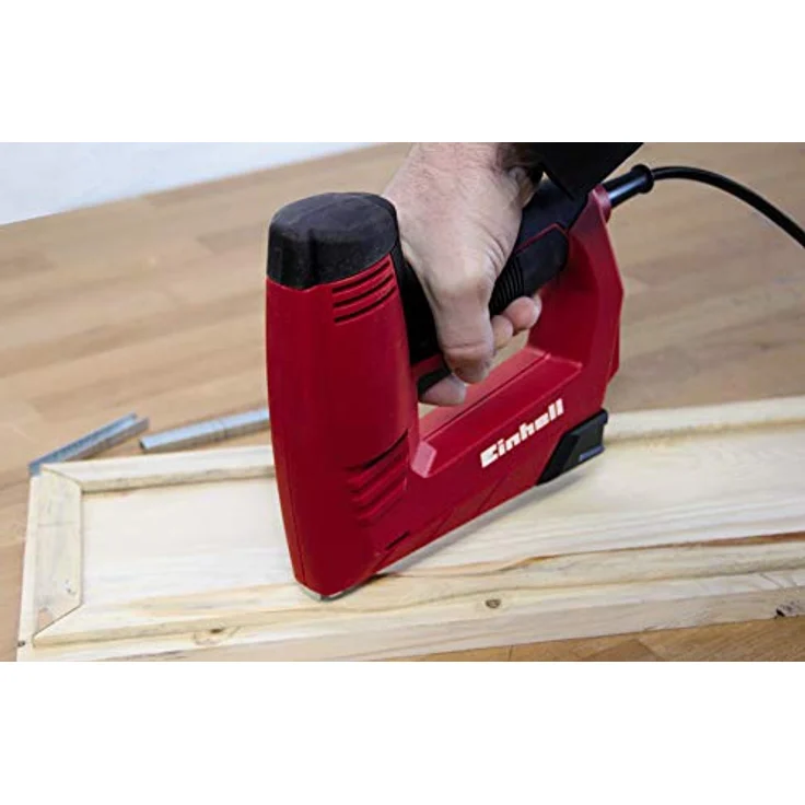 Einhell Elektrotacker TC-EN 20 E (für Klammern Typ 53, Nägel Typ 47, elektronische Schlagkraftvorwahl, Sicherheitsnase, inkl. 1000 Klammern-500 Nägel) – Bild 4