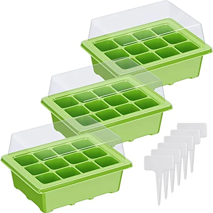 3 x WELLGRO Mini Gewächshaus inkl. Pflanzschilder - für bis zu 12 Pflanzen - ca. 19 x 14,5 x 11 cm (LxBxH) je Zimmergewächshaus