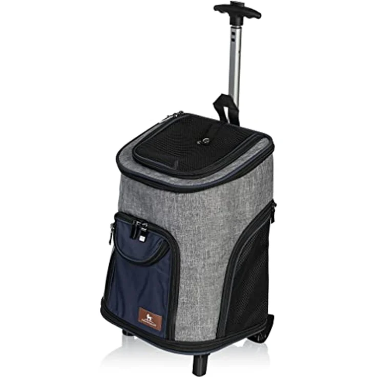 Knuffelwuff Hunderucksack Trolley faltbar 2 in 1 mit Rollen und Griff 33x30x50cm, in Schwarz - Trolley Rucksack – Bild 1
